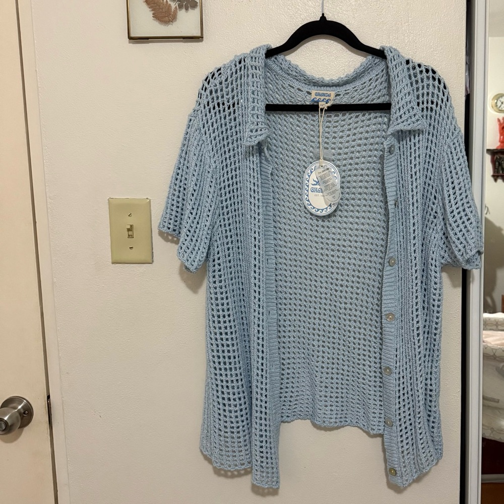 Ghanda Light Blue Knit Swim Cover-Up